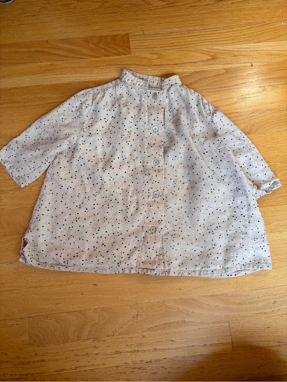 Rylee + Cru Soft Cream Button-Front Top with Black Star Dots